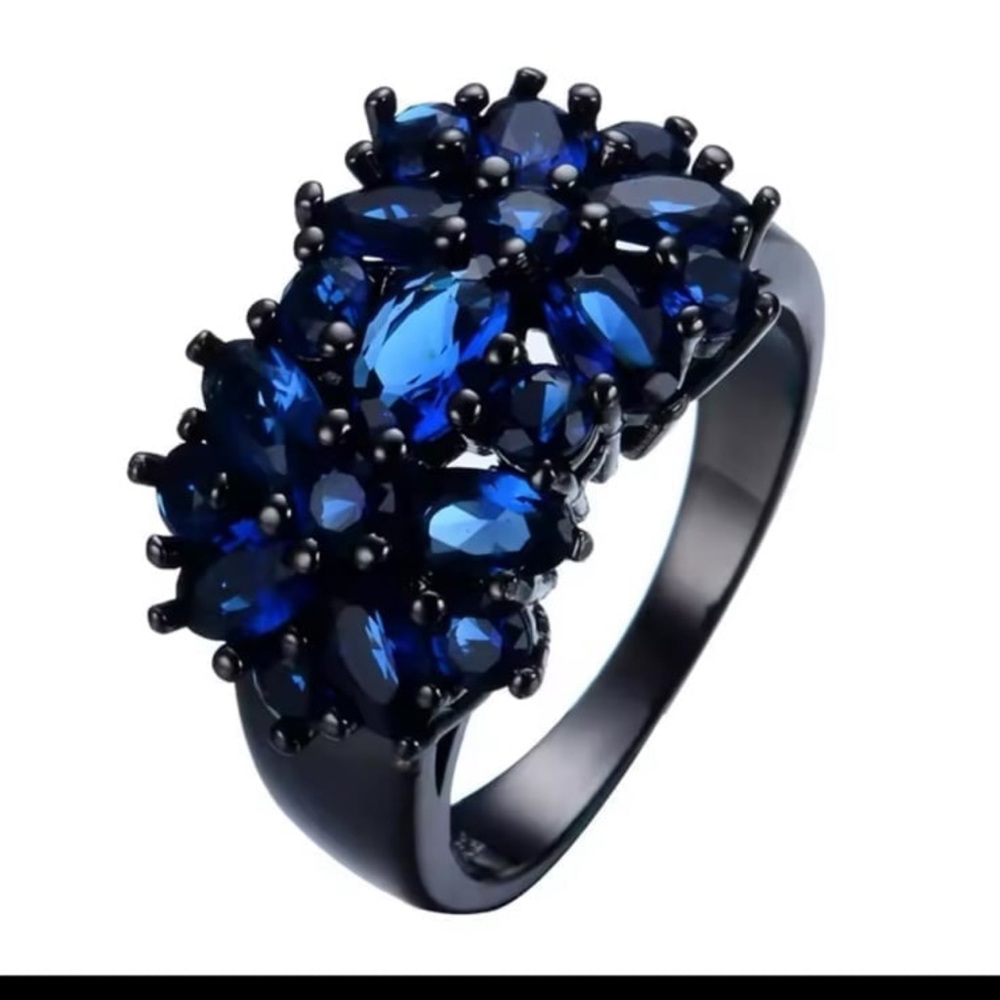 Silver Plated Ruby Red Hematite Finish Size 8 Ring - image 8